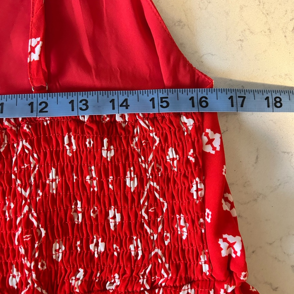 NWOT Red Print Boho Tiered Summer Maxi Dress with Adjustable Spaghetti Straps - Picture 14 of 14